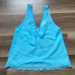 Y2K 2000s Vintage Oscar de la renta Pink Label Blue cami slip top Size Small